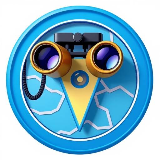 Icon depicting location scouting with binoculars and a map.