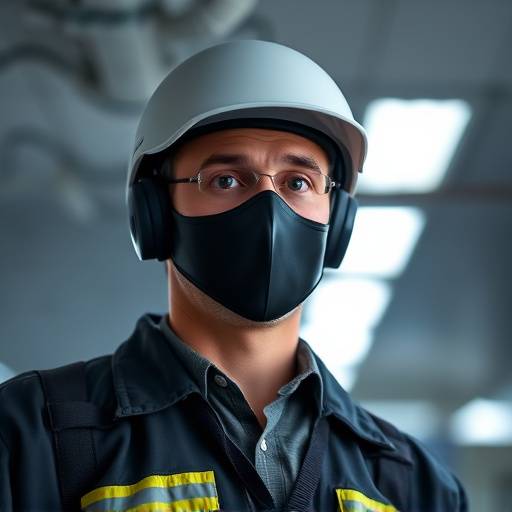 Icon displaying security services with a security guard and surveillance camera.