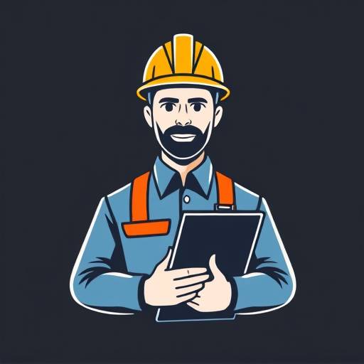 Icon illustrating on-site management with a clipboard and construction hat.