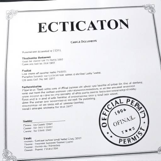 Icon representing permit acquisition with a stamp and legal documents.