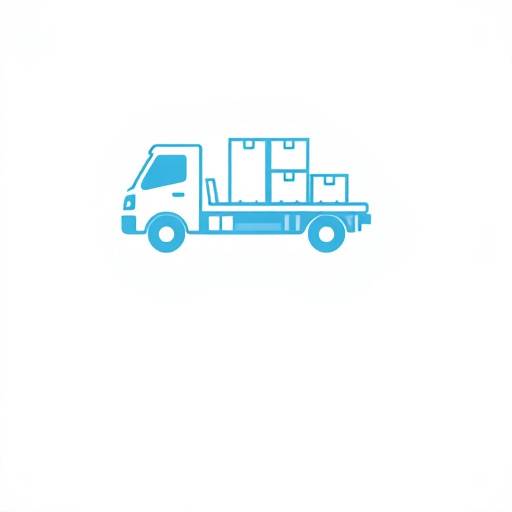 Icon showing logistics support with a truck and shipping boxes.